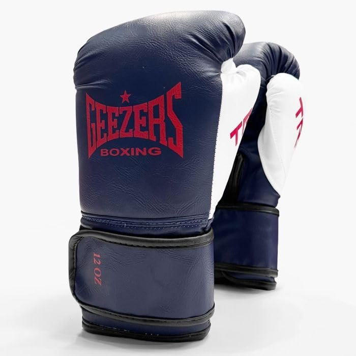 Geezers Boxing TRG Training Glove, Hook and Loop, Ideal for Men, Women and Juniors, Sparring, Punching Bag and Focus Mitts Workout (14oz, Blue)