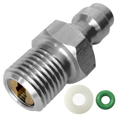 HMKUGO 8mm Quick-Disconnect Plug Adapter, Stainless Steel 1/8" BSPP Male Thread PCP Paintball Charging Fittings with Sealing O-Ring