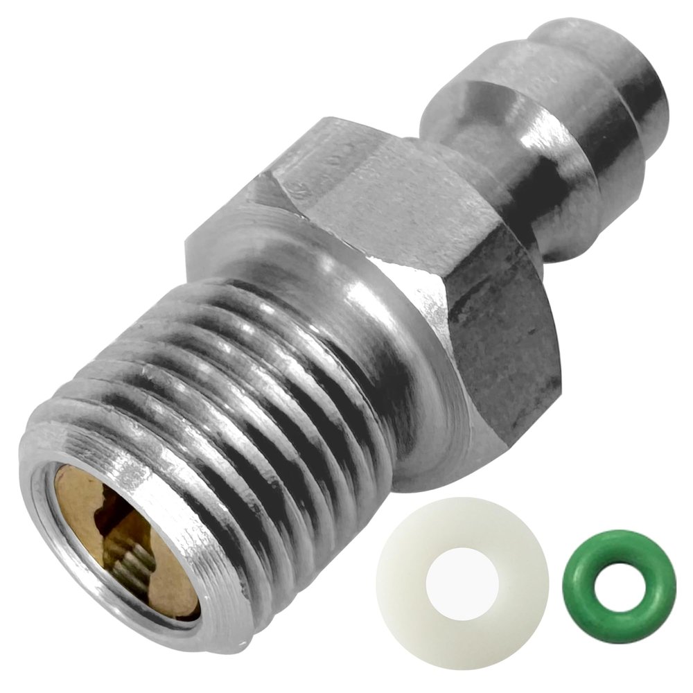 HMKUGO 8mm Quick-Disconnect Plug Adapter, Stainless Steel 1/8" BSPP Male Thread PCP Paintball Charging Fittings with Sealing O-Ring