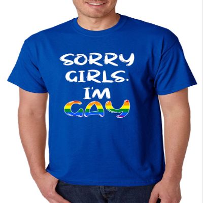 ALLNTRENDS Sorry Girls I'm Gay Shirt Pride t-Shirt LGBT Support Men's T Shirt (XL, Royal Blue)