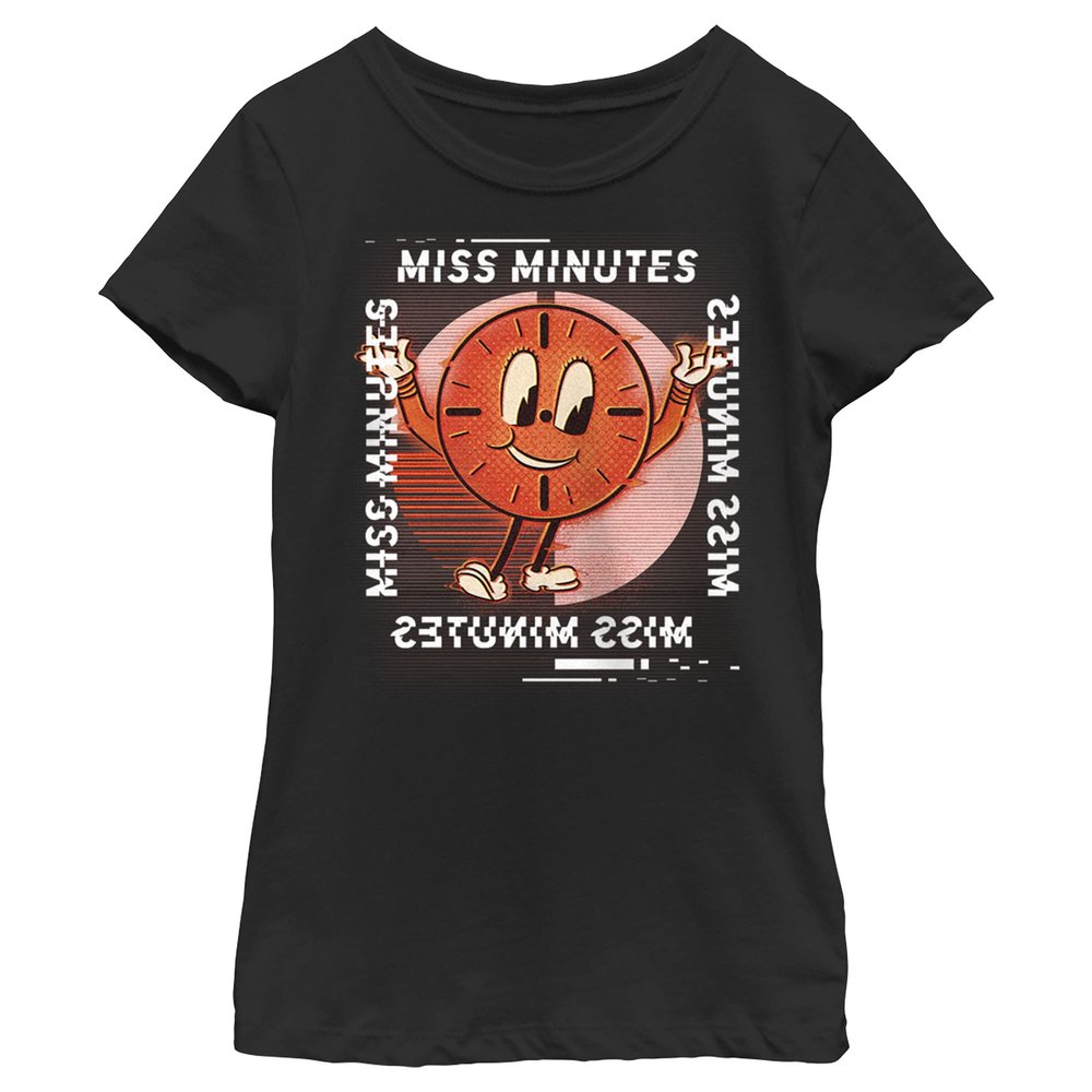 Fifth Sun Loki (TV Show) Glitch Ms Minutes Girl's Solid Crew Tee, Black, Medium