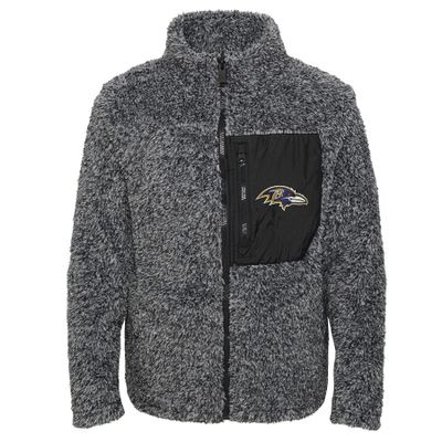Outerstuff NFL Girls Youth (7-16) Long Sleeve Teddy Fleece Full Zip Jacket, Baltimore Ravens, Large (14)