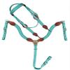 Showman Nylon Browband Headstall & Breast Collar Set w/Leather Accents (Teal), Average Full Size Horse view 2