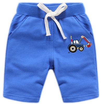 EISHOW 2-Pack Baby Boys Girls Shorts Cartoon Car Funny Print Short Pants Soft Cotton Shorts Clothes with Drawstring Pockets (Color Blue,6-7Y,6 Years,7 Years)