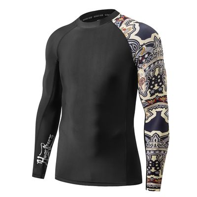 ADOREISM Men's Splice Compression Long Sleeve Rash Guard Surf Swim Shirt UV Sun Protection UPF 50+ (Split,S)