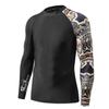 ADOREISM Men's Splice Compression Long Sleeve Rash Guard Surf Swim Shirt UV Sun Protection UPF 50+ (Split,S) view 1