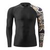 ADOREISM Men's Splice Compression Long Sleeve Rash Guard Surf Swim Shirt UV Sun Protection UPF 50+ (Split,S) view 2