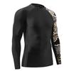 ADOREISM Men's Splice Compression Long Sleeve Rash Guard Surf Swim Shirt UV Sun Protection UPF 50+ (Split,S) view 3