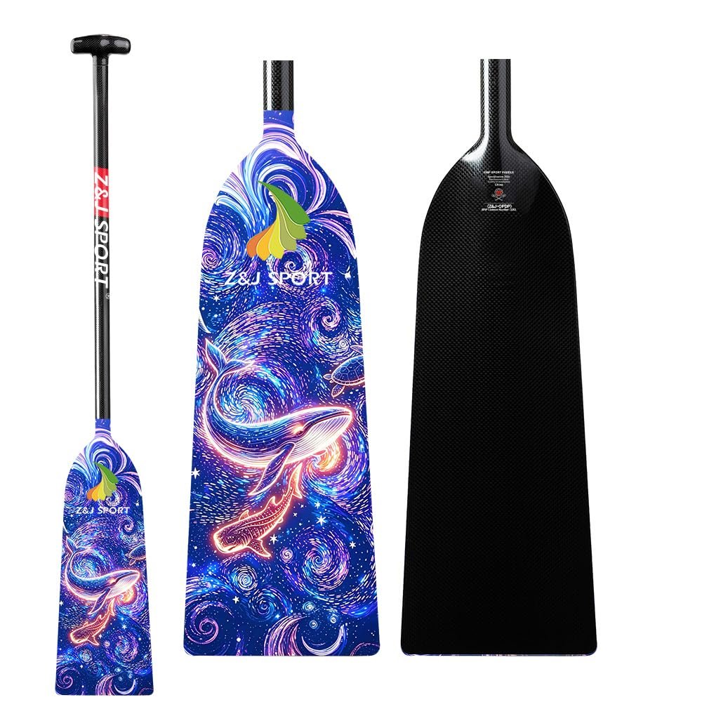 Z&J SPORT IDBF Approved Full Carbon Fiber Dragon Boat Paddle, Graphic Paddle for Dragon Boat Competition