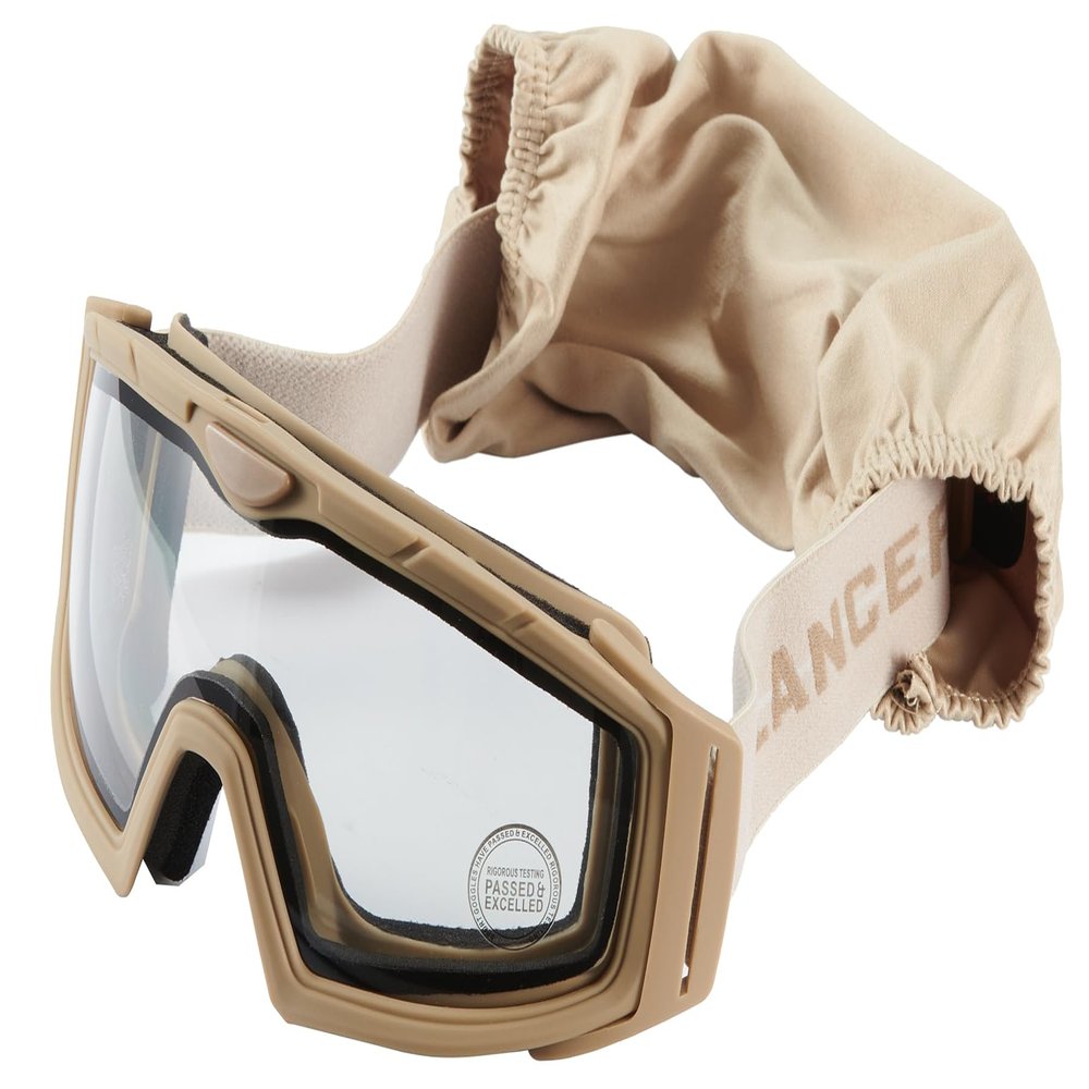 Lancer Tactical Rage Protective Airsoft Goggles for Airsoft and Paintball Clear Lens-Anti-Fog & Anti Scratch (Tan)