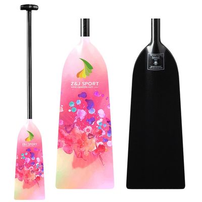 Z&J SPORT Dragon Boat Paddle Full Carbon Fiber with T Handle, IDBF Approved Paddle with Graphics for Dragon Boat(HD458,51")