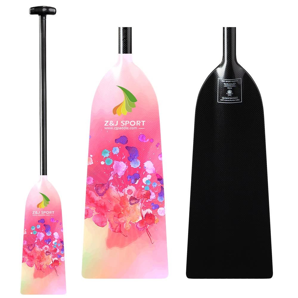Z&J SPORT Dragon Boat Paddle Full Carbon Fiber with T Handle, IDBF Approved Paddle with Graphics for Dragon Boat(HD458,51")