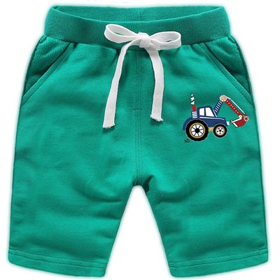 EISHOW 2-Pack Baby Boys Girls Shorts Cartoon Car Funny Print Short Pants Soft Cotton Shorts Clothes with Drawstring Pockets (Light Green,18-24 Months,18 Months,24 Months)