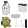MASTIFF GEARS 304 (18/8) Stainless Steel (FDA Compliant) US G.I Style Canteen Kit Cooking Set Camping Canteen Mess Kit with Cup, Lid, MOLLE Pouch for Camping (Army Green) view 1