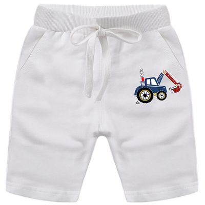 EISHOW 2-Pack Baby Boys Girls Shorts Cartoon Car Funny Print Short Pants Soft Cotton Shorts Clothes with Drawstring Pockets (White,2-3Y,2 Years,3 Years)