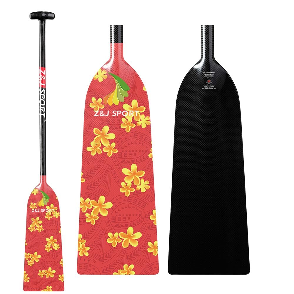 Z&J SPORT Dragon Boat Paddle Full Carbon Fiber with T Handle, IDBF Approved Paddle with Graphics for Dragon Boat(RF187,45")