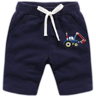 EISHOW 2-Pack Baby Boys Girls Shorts Cartoon Car Funny Print Short Pants Soft Cotton Shorts Clothes with Drawstring Pockets (Navy,12-18 Months,12 Months,18 Months)