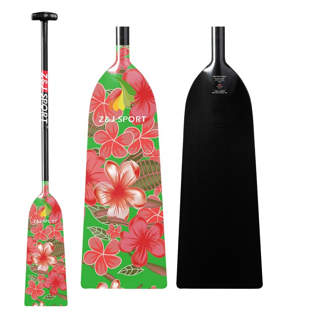 Z&J SPORT Dragon Boat Paddle Full Carbon Fiber with T Handle, IDBF Approved Paddle with Graphics for Dragon Boat(MJ378,49")