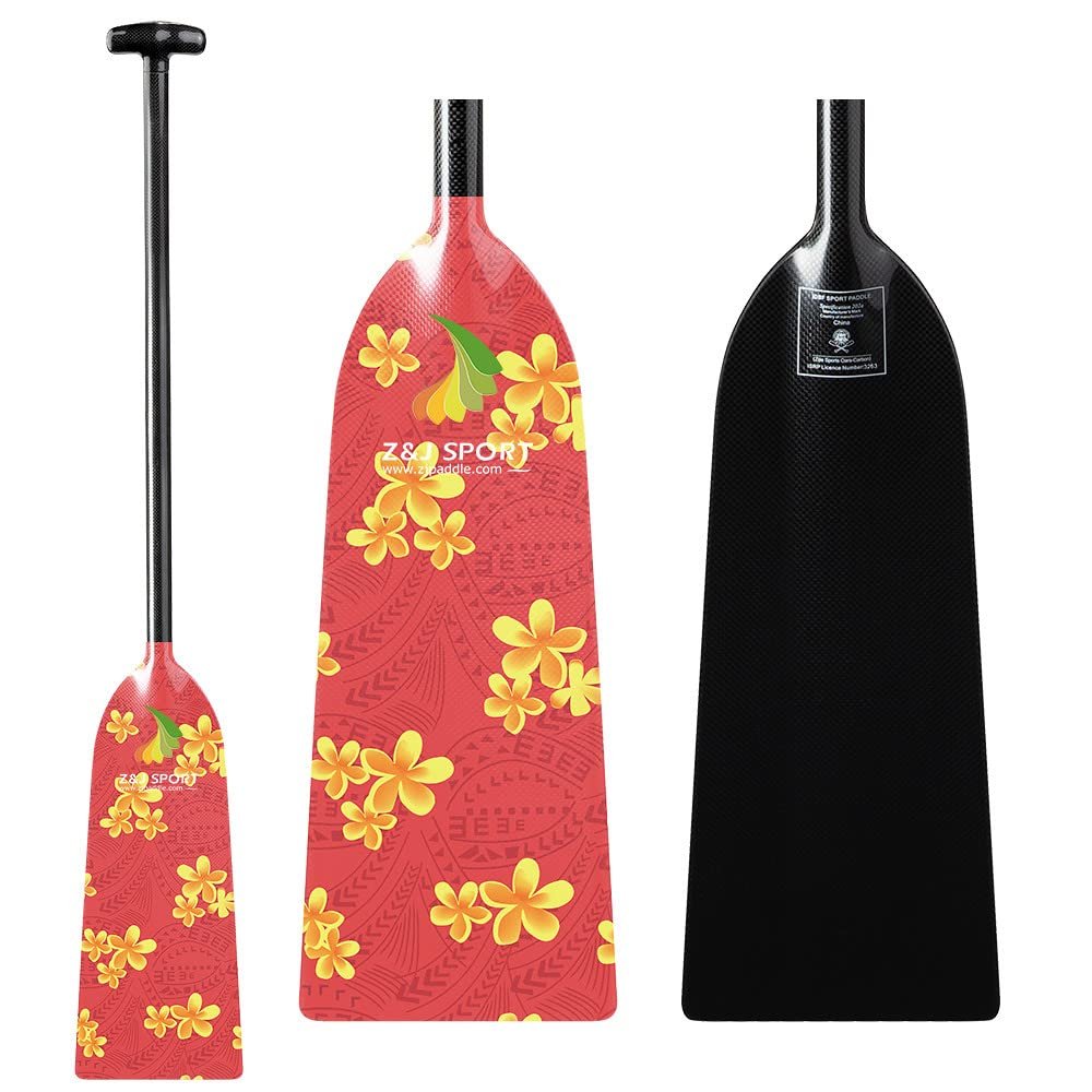 Z&J SPORT Dragon Boat Paddle Full Carbon Fiber with T Handle, IDBF Approved Paddle with Graphics for Dragon Boat(RF187,49")
