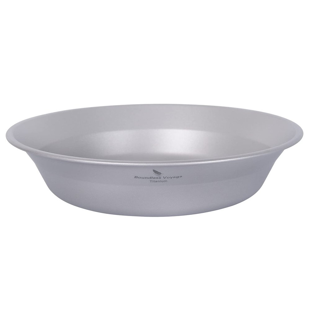 iBasingo Titanium Camping Bowl 174mm Deep Ultralight Backcountry Dining Bowl for Backpackers | 67g Fireproof Cookware | Boil Water Directly Over Flame (174x130x37mm) Ti1112T