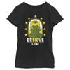 Fifth Sun Loki (TV Show) Green and Gold Girl's Solid Crew Tee, Black, Medium view 1
