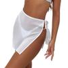 KnniMorning TEES Women's Sheer Mesh Mini Skirts See-Through High Waist Solid Skater Skirt Beach Cover-ups (Split White, S) view 1