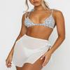 KnniMorning TEES Women's Sheer Mesh Mini Skirts See-Through High Waist Solid Skater Skirt Beach Cover-ups (Split White, S) view 2