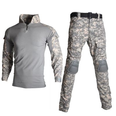 HARGLESMAN Mens Combat Airsoft BDU Uniform Sets with Pads Quick Dry Military Tactical Shirt and Pants Practical Painball Work Shooting Hiking Fishing Hunting Safety Outdoor Clothing Jungle L