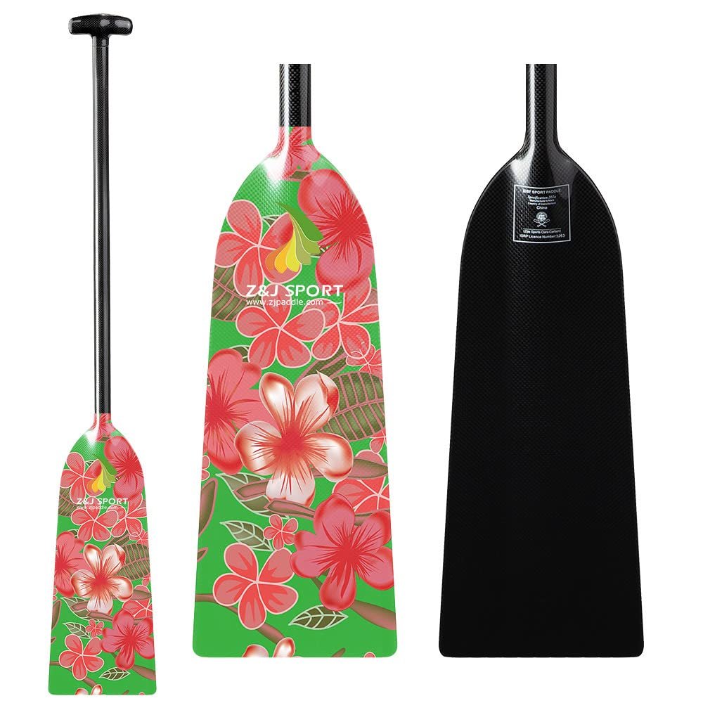 Z&J SPORT Dragon Boat Paddle Full Carbon Fiber with T Handle, IDBF Approved Paddle with Graphics for Dragon Boat(MJ378,52")