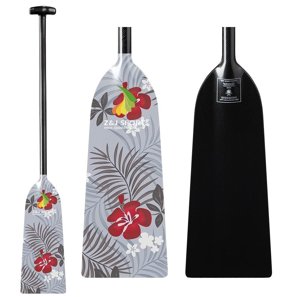 Z&J SPORT Dragon Boat Paddle Full Carbon Fiber with T Handle, IDBF Approved Paddle with Graphics for Dragon Boat(GF123,49")