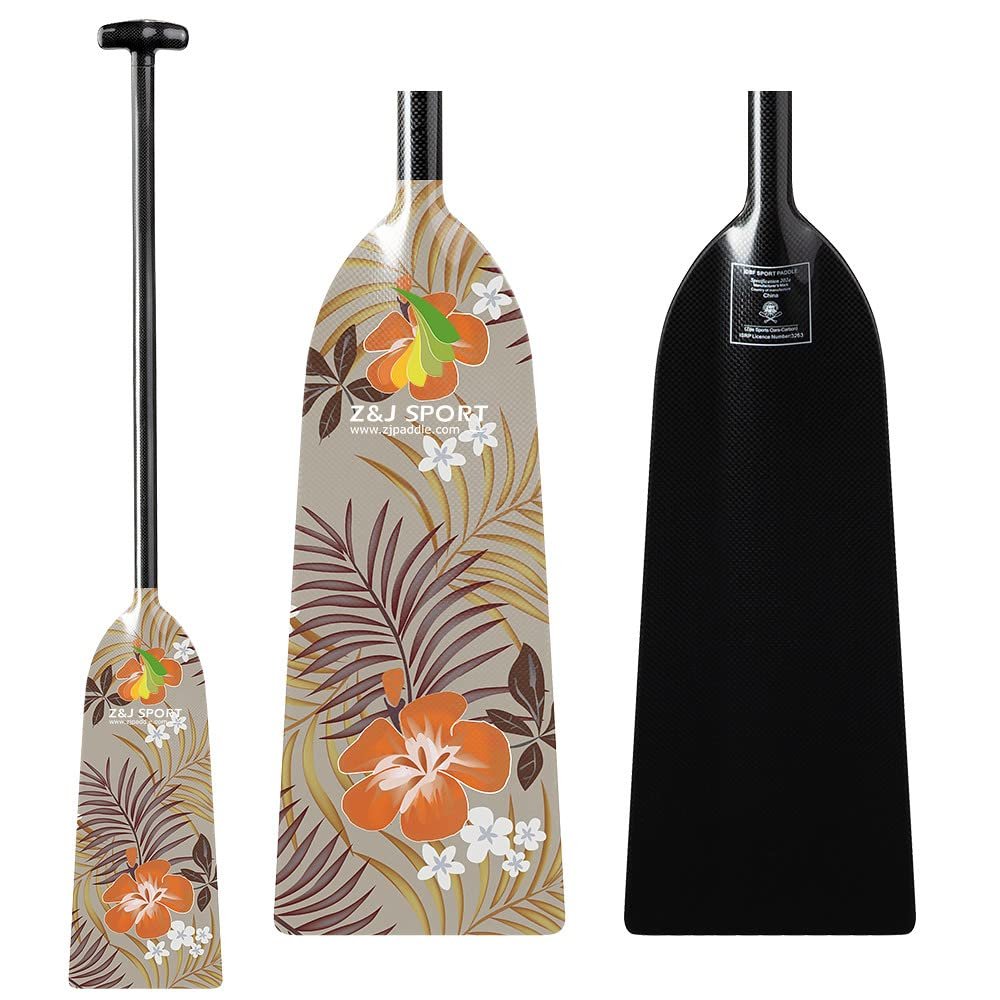 Z&J SPORT Dragon Boat Paddle Full Carbon Fiber with T Handle, IDBF Approved Paddle with Graphics for Dragon Boat(YW132,52")