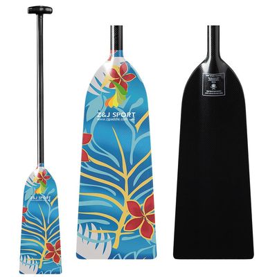 Z&J SPORT Dragon Boat Paddle Full Carbon Fiber with T Handle, IDBF Approved Paddle with Graphics for Dragon Boat(BL467,44")