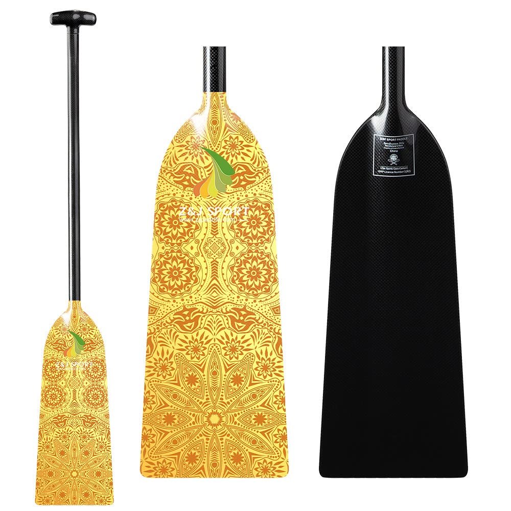 Z&J SPORT Dragon Boat Paddle Full Carbon Fiber with T Handle, IDBF Approved Paddle with Graphics for Dragon Boat(DW03,46")