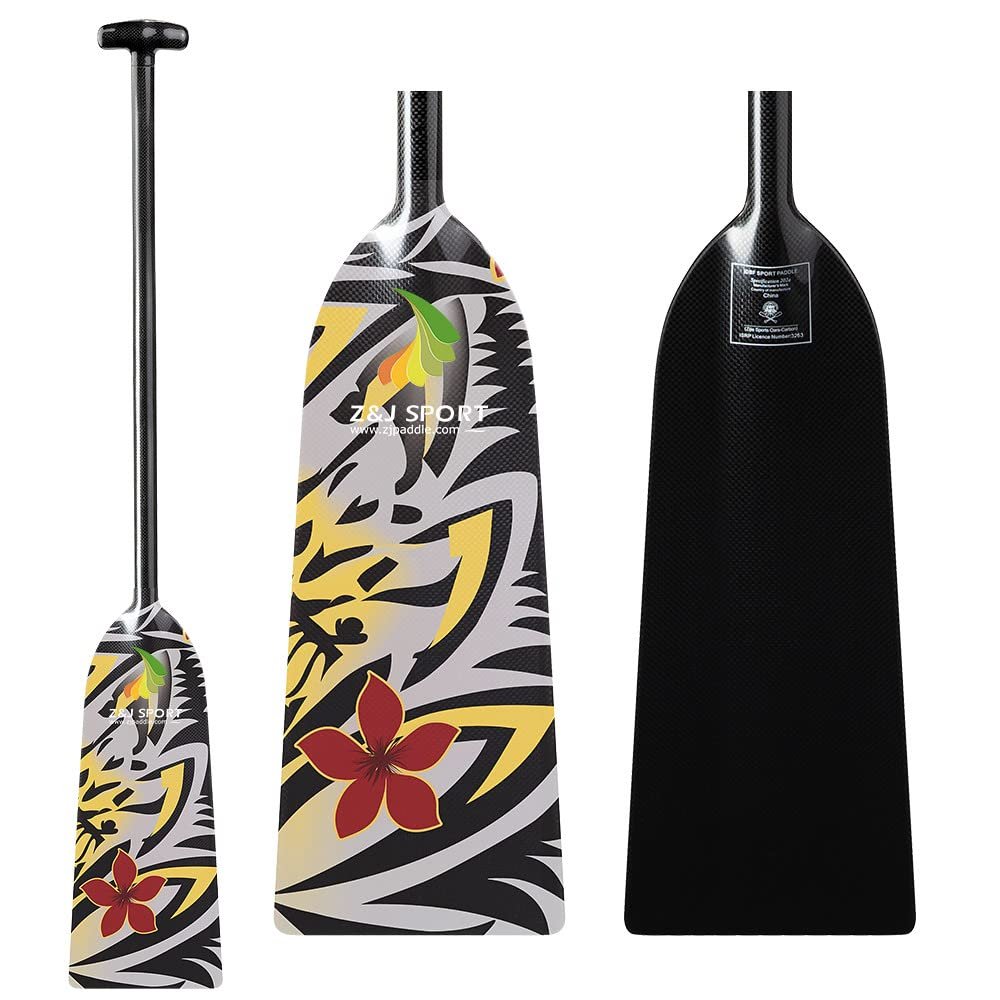 Z&J SPORT Dragon Boat Paddle Full Carbon Fiber with T Handle, IDBF Approved Paddle with Graphics for Dragon Boat(BA251,48")