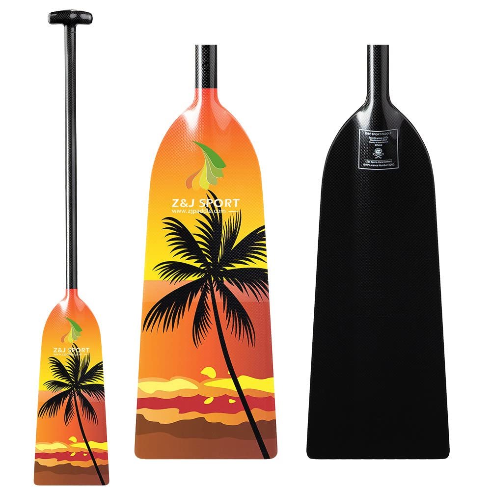 Z&J SPORT Dragon Boat Paddle Full Carbon Fiber with T Handle, IDBF Approved Paddle with Graphics for Dragon Boat(DW09,46")