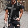 Men's Vintage Oil Painting Faith Jesus Cross Print Casual T-Shirts Christ Crewneck Sweatshirt Short Sleeve Shirts for Men view 2