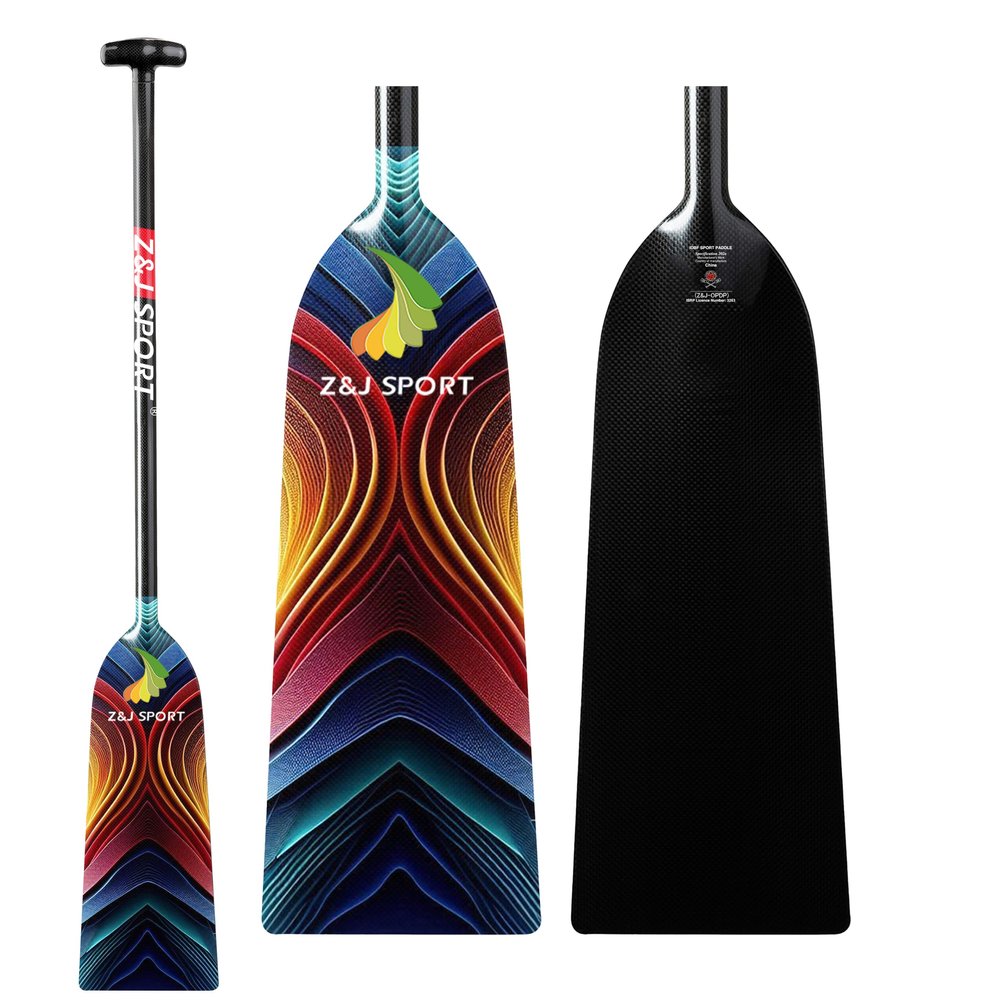 Z&J SPORT IDBF Approved Full Carbon Fiber Dragon Boat Paddle, Graphic Paddle for Dragon Boat Competition