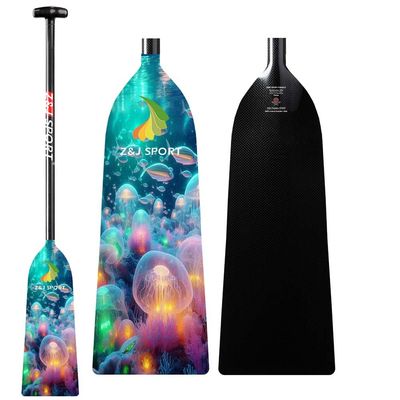 Z&J SPORT Dragon Boat Paddle Full Carbon Fiber with T Handle, IDBF Approved Paddle with Graphics for Dragon Boat (OV09,44")