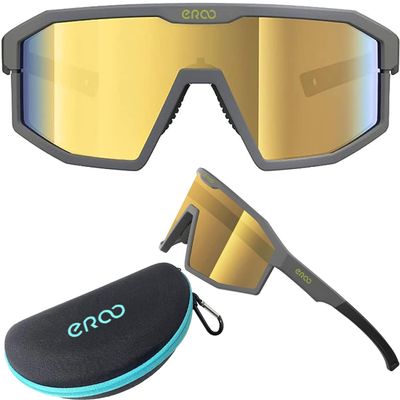ER00 Eazyrun 24k Gold Color Small Narrow Polarized Sports Sunglasses for Youth Women, Youth Padel beach Baseball Shield ski F2 Easy Run