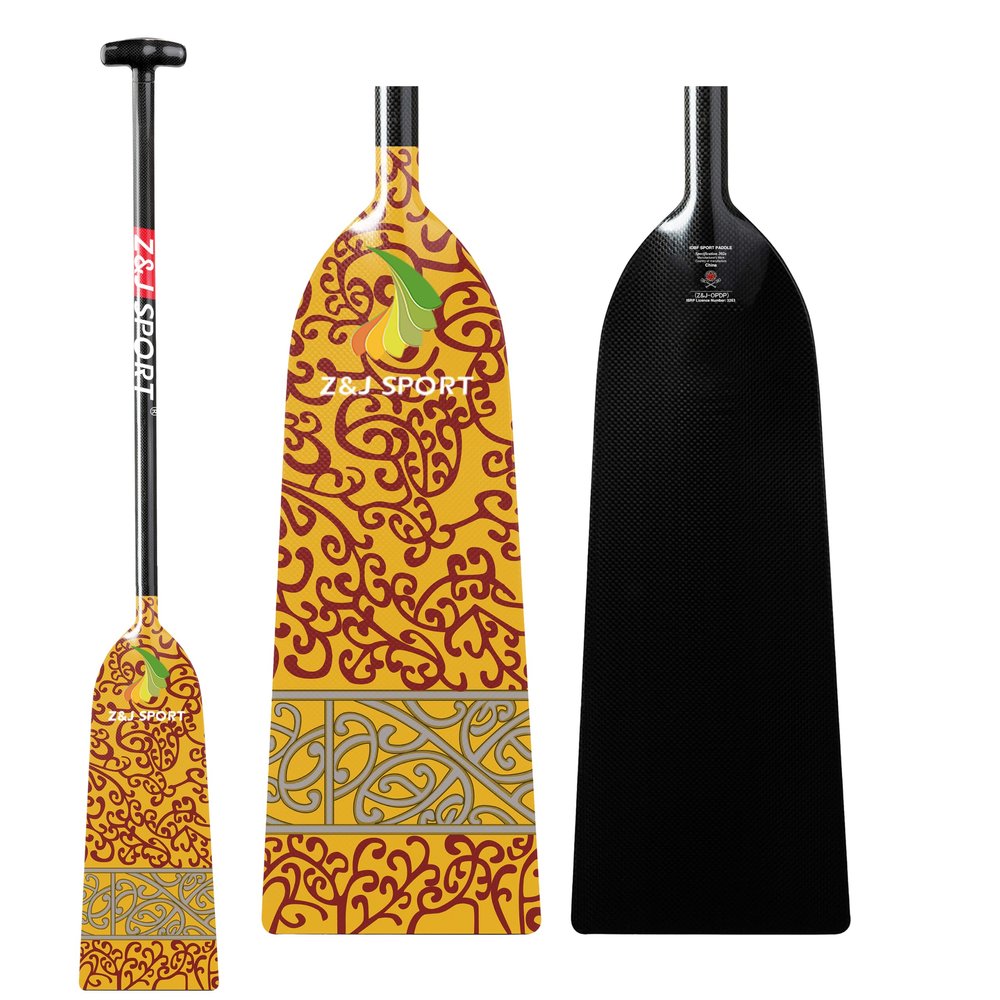 Z&J SPORT Dragon Boat Paddle Full Carbon Fiber with T Handle, IDBF Approved Paddle with Graphics for Dragon Boat(YM288,48")