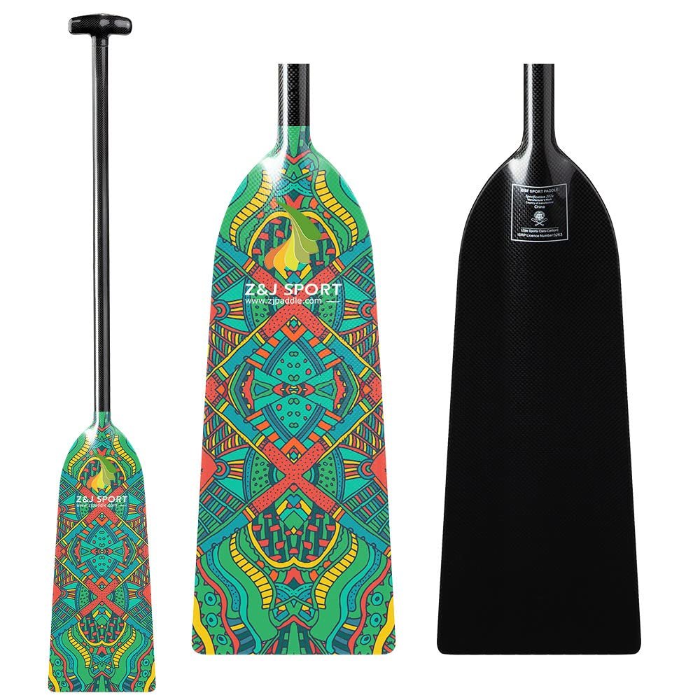 Z&J SPORT Dragon Boat Paddle Full Carbon Fiber with T Handle, IDBF Approved Paddle with Graphics for Dragon Boat(HJ06,46")