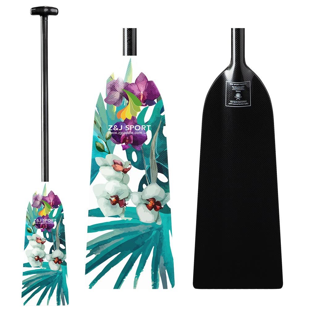 Z&J SPORT Dragon Boat Paddle Full Carbon Fiber with T Handle, IDBF Approved Paddle with Graphics for Dragon Boat(HZ468,46")