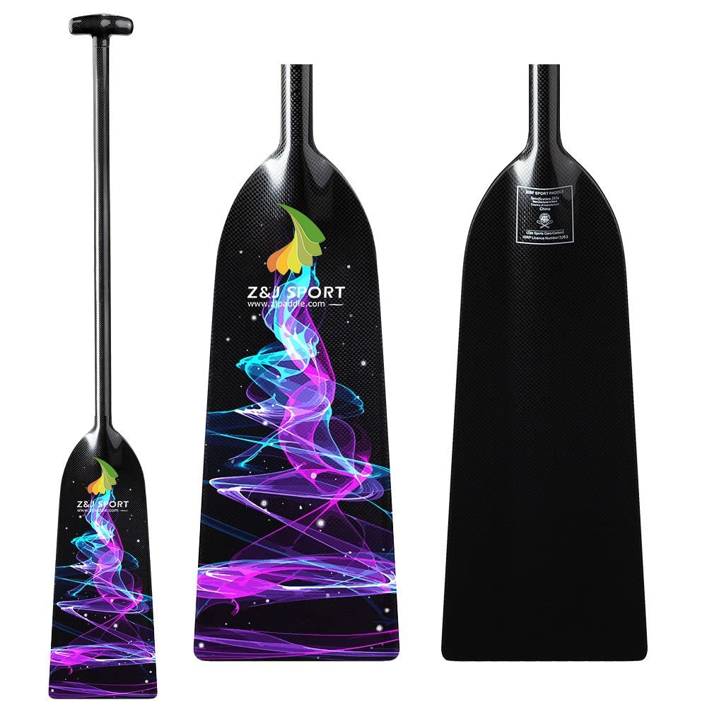 Z&J SPORT Dragon Boat Paddle Full Carbon Fiber with T Handle, IDBF Approved Paddle with Graphics for Dragon Boat(HJ05,52")