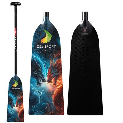 Z&J SPORT Dragon Boat Paddle Full Carbon Fiber with T Handle, IDBF Approved Paddle with Graphics for Dragon Boat (HC03,50")