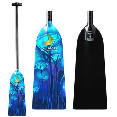 Z&J SPORT Dragon Boat Paddle Full Carbon Fiber with T Handle, IDBF Approved Paddle with Graphics for Dragon Boat(DW02,52")