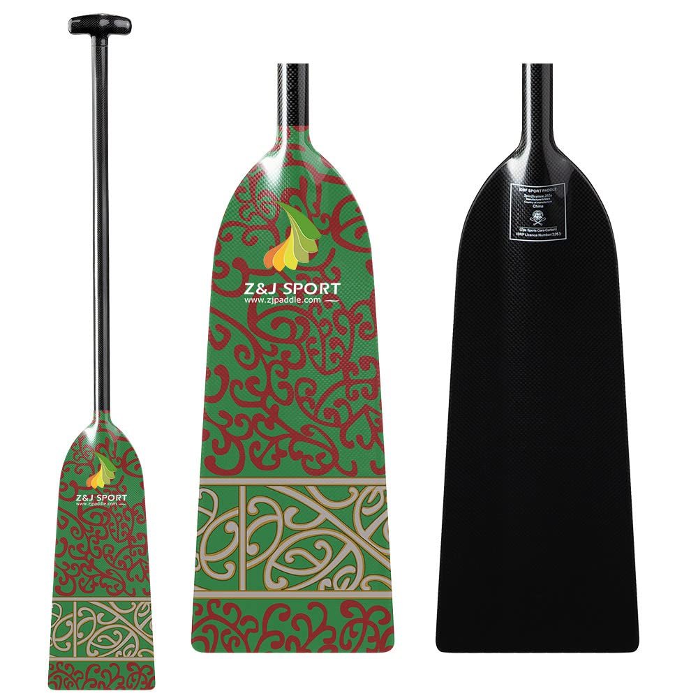 Z&J SPORT Dragon Boat Paddle Full Carbon Fiber with T Handle, IDBF Approved Paddle with Graphics for Dragon Boat(RU102,45")