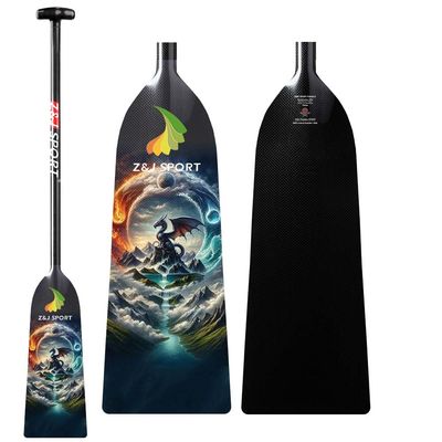 Z&J SPORT Dragon Boat Paddle Full Carbon Fiber with T Handle, IDBF Approved Paddle with Graphics for Dragon Boat (OV08,44")
