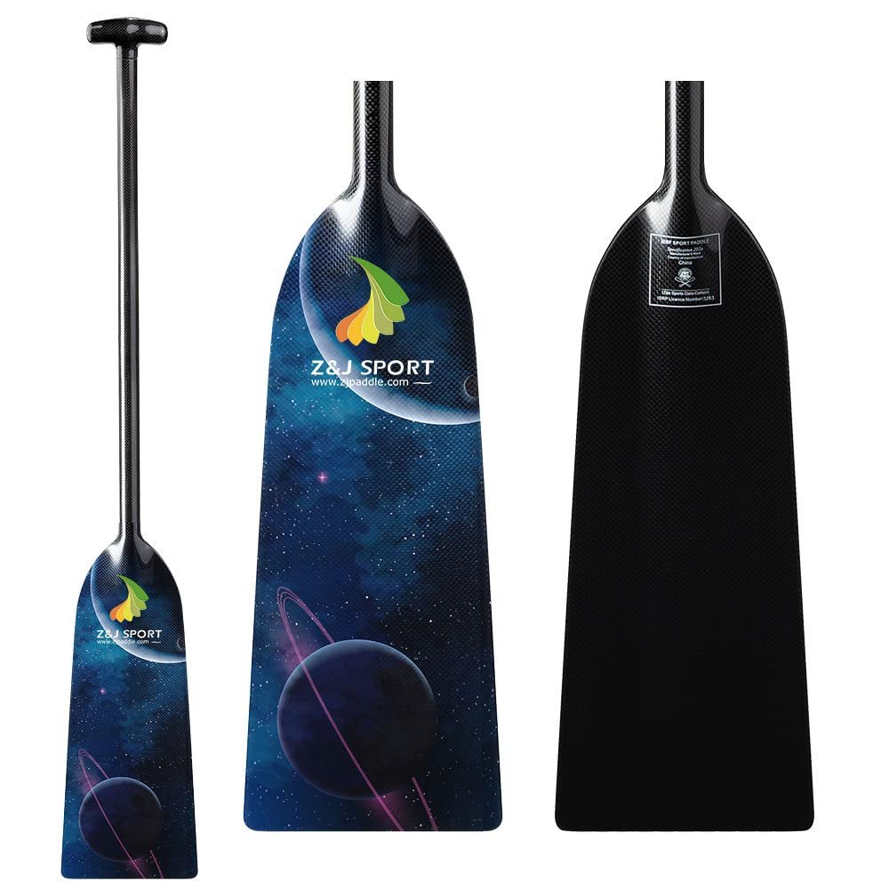 Z&J SPORT Dragon Boat Paddle Full Carbon Fiber with T Handle, IDBF Approved Paddle with Graphics for Dragon Boat(FY05,46")