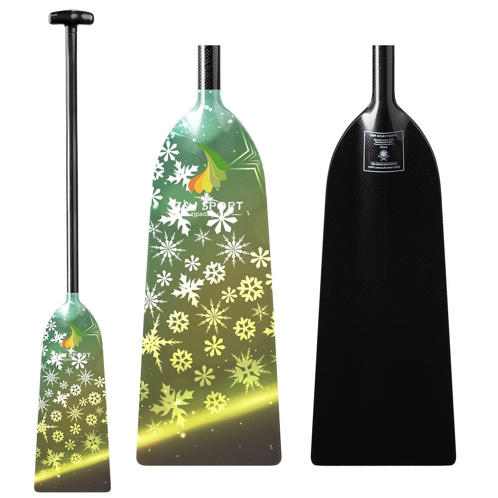Z&J SPORT Dragon Boat Paddle Full Carbon Fiber with T Handle, IDBF Approved Paddle with Graphics for Dragon Boat (OV14,47")