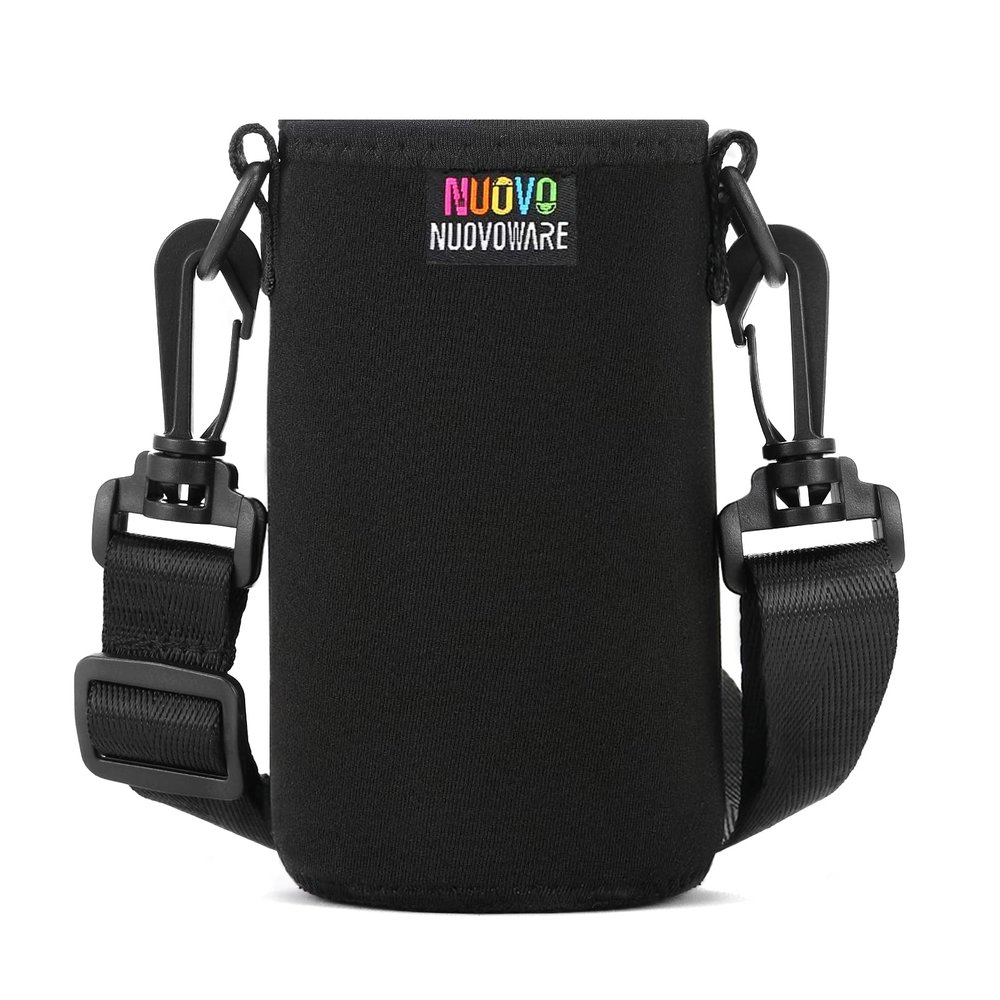 Nuovoware Water Bottle Carrier, Premium Neoprene Portable Insulated Water bottle Holder Bag 500ML with Adjustable Shoulder Strap Fit Stainless Steel & Plastic Bottles, Small Size, Black